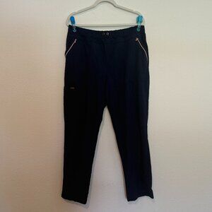 Cherokee Statment Scrub pants, Navy Blue, with gold zipper detail, Size XL